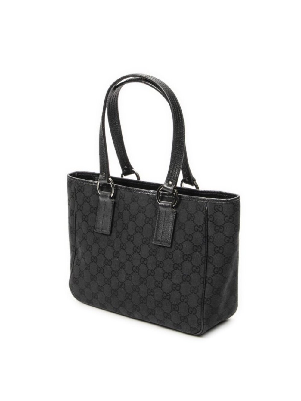 Gucci Small Shoulder Tote Black GG Canvas - Picture 2 of 10